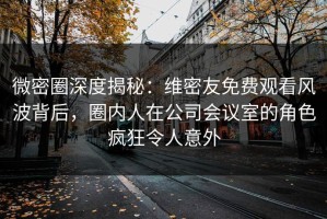 微密圈深度揭秘：维密友免费观看风波背后，圈内人在公司会议室的角色疯狂令人意外