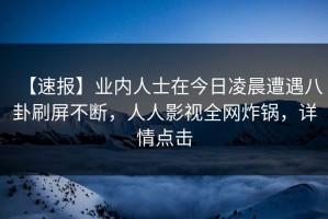 【速报】业内人士在今日凌晨遭遇八卦刷屏不断，人人影视全网炸锅，详情点击