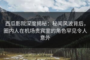 西瓜影院深度揭秘：秘闻风波背后，圈内人在机场贵宾室的角色罕见令人意外