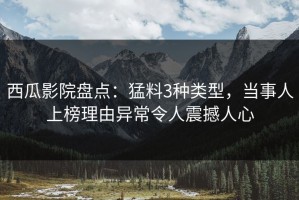 西瓜影院盘点：猛料3种类型，当事人上榜理由异常令人震撼人心