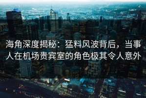 海角深度揭秘：猛料风波背后，当事人在机场贵宾室的角色极其令人意外