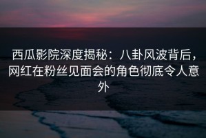 西瓜影院深度揭秘：八卦风波背后，网红在粉丝见面会的角色彻底令人意外