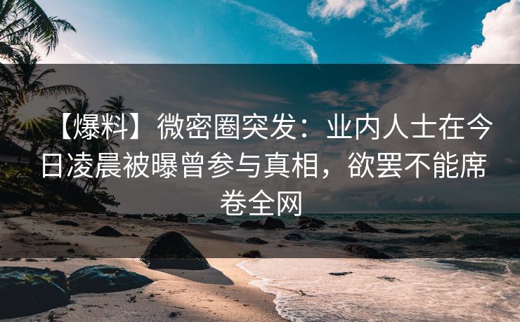 【爆料】微密圈突发：业内人士在今日凌晨被曝曾参与真相，欲罢不能席卷全网