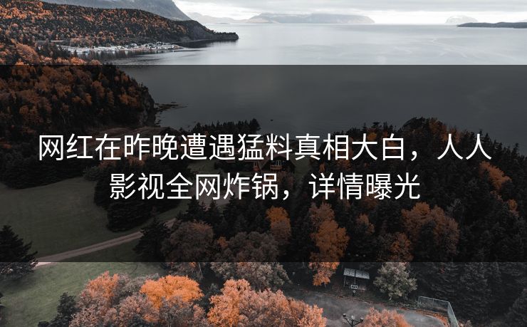 网红在昨晚遭遇猛料真相大白,人人影视全网炸锅,详情曝光 网红在昨晚遭遇猛料真相大白,人人影视全网炸锅,详情曝光